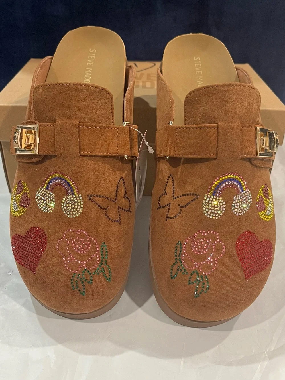 Steve Madden Girls Kaylyn Rhinestone Clogs Tan Size 6 New in Box